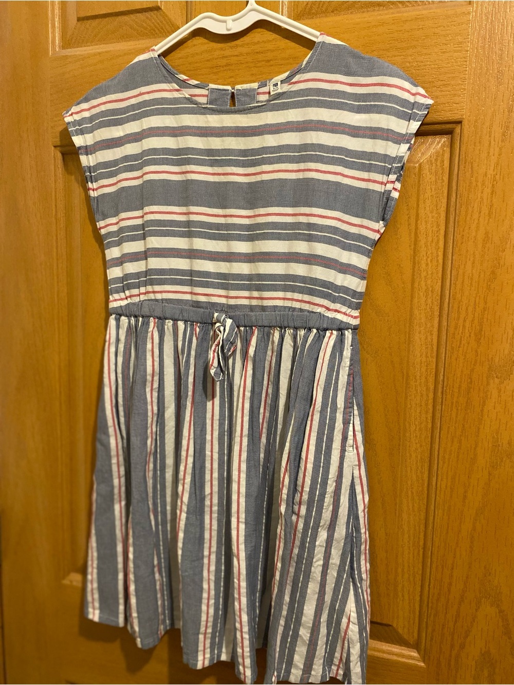 Uniqlo Blue, White and Red Striped Casual Girls' Dress